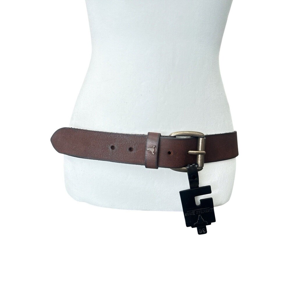 American Bison Genuine One Piece Leather Belt Brown Distressed Casual 38 Unisex